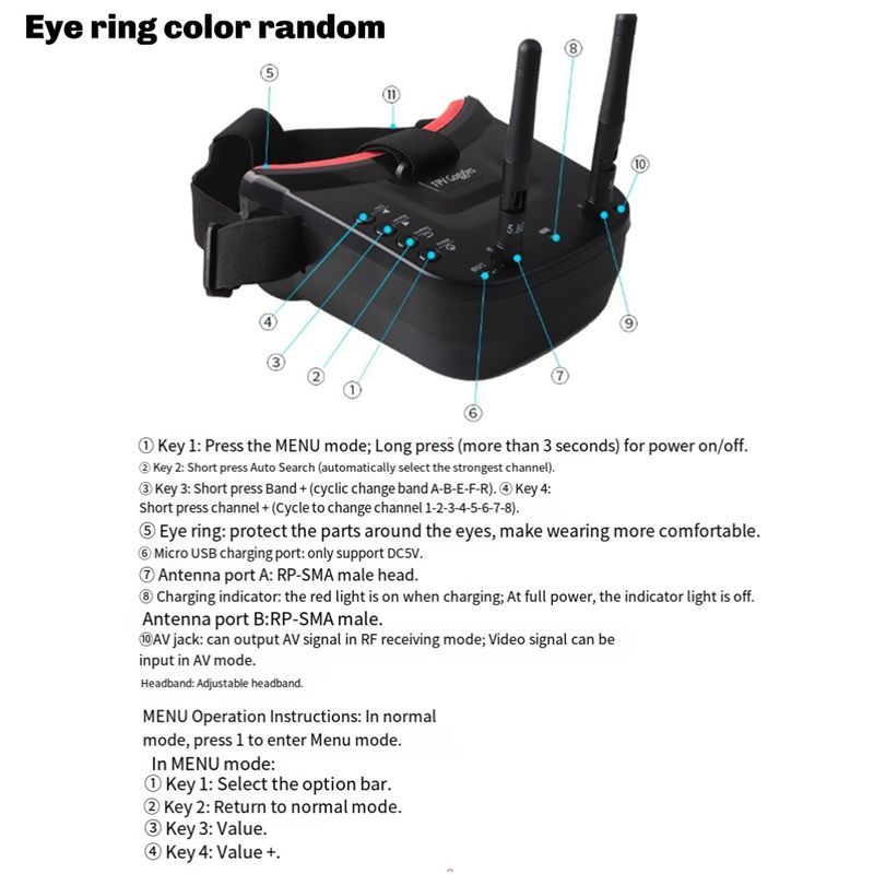 نظارات B92B VR009 5.8G FPV، 40 - مراجعة Fpv Drone Goggles وسعره
